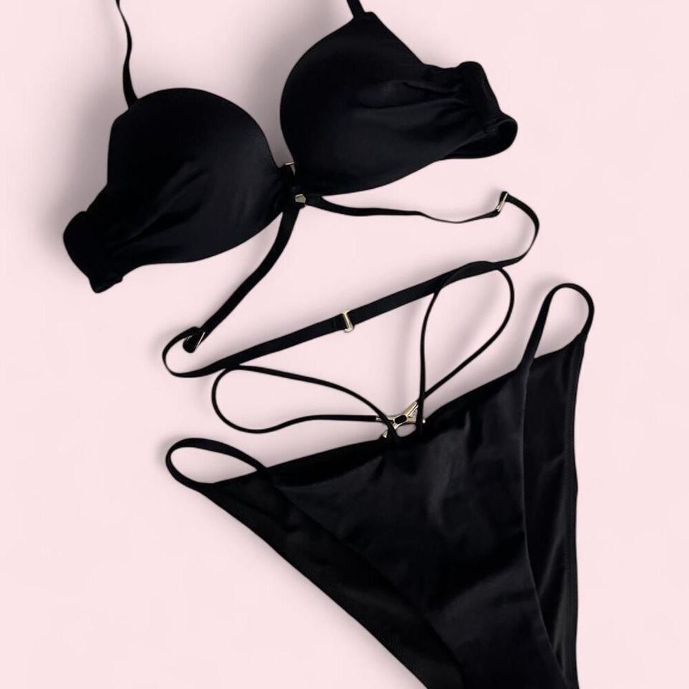 NWT Victoria’s Secret The Archives black strappy bikini set